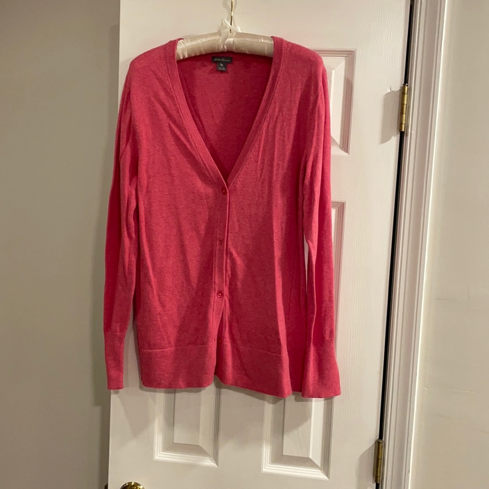 Eddie Bauer pink button down cardigan